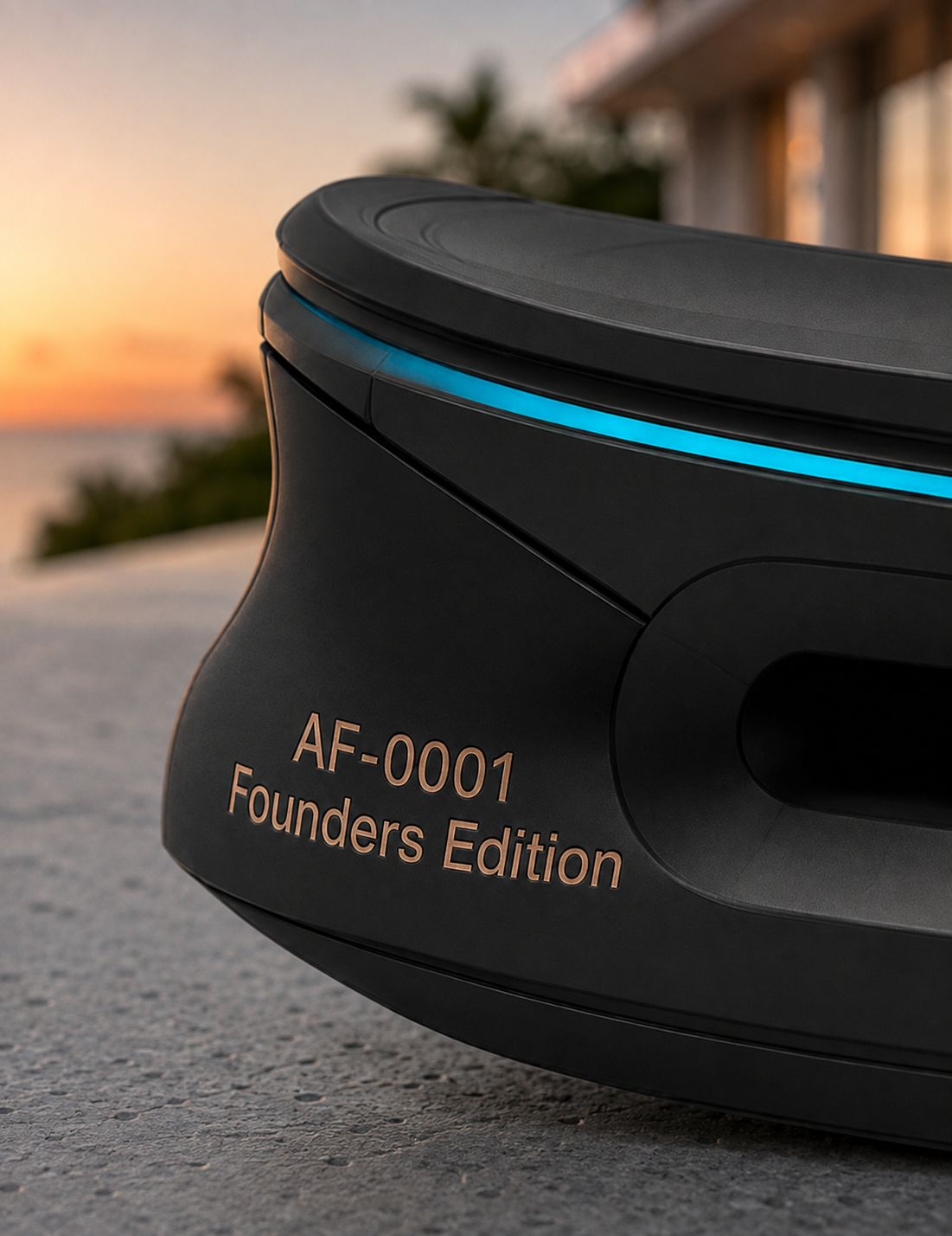 AeroFlip heel etched with AF-0001 Founders Edition